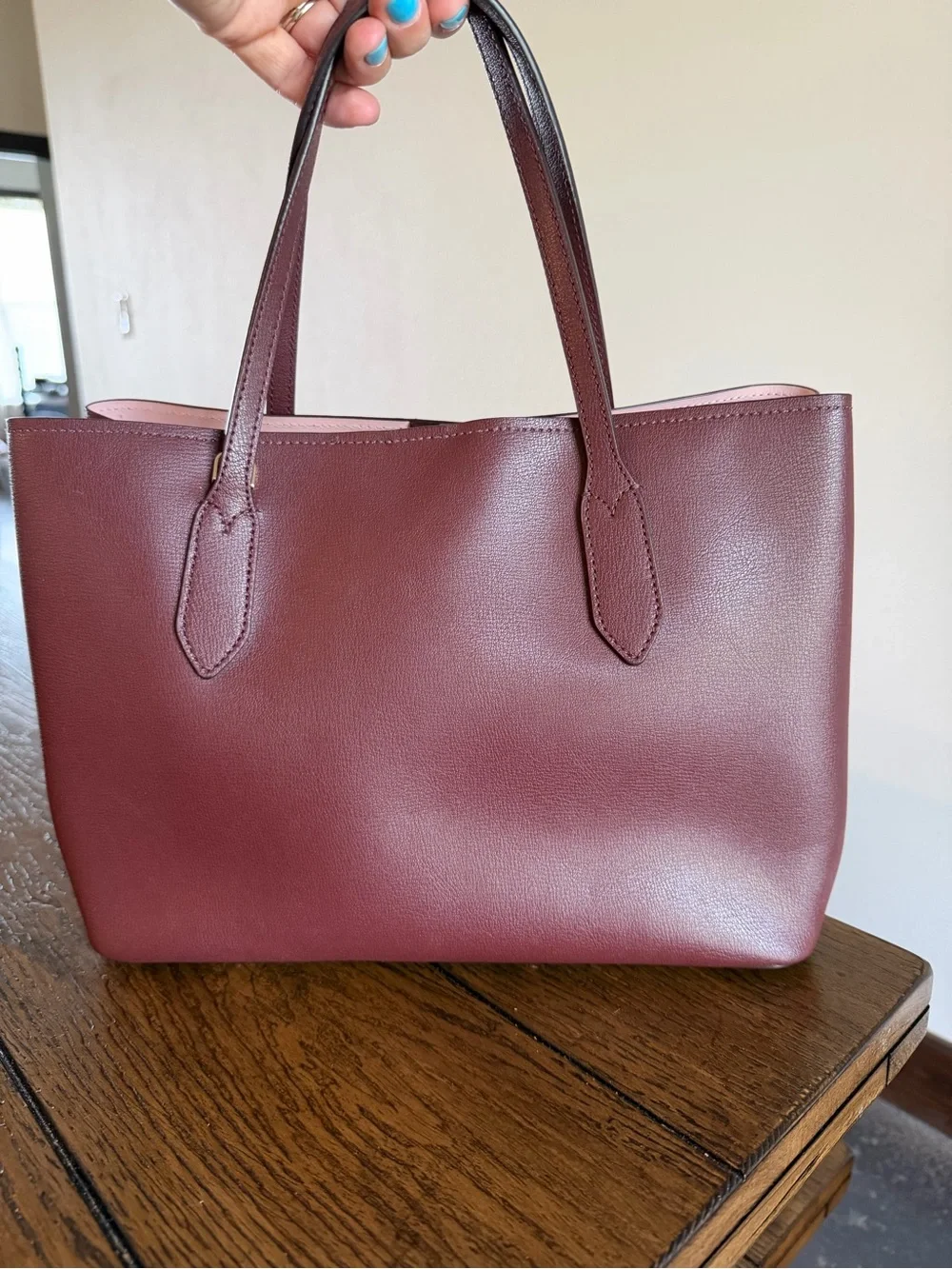 Kate Spade Harper Leather Satchel Tote Bag Burgundy Wine Purse